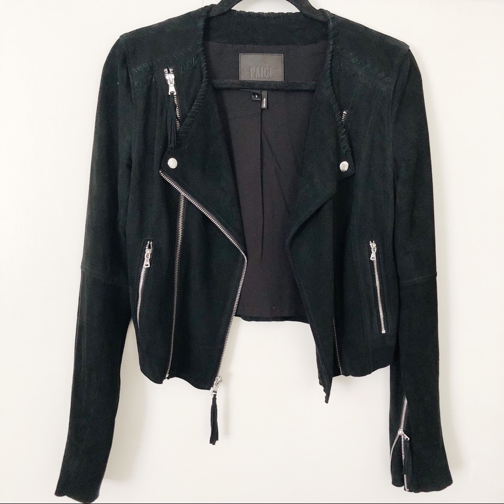 PAIGE Black Suede Moto Jacket